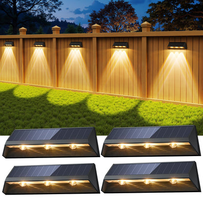 LETMY Solar Fence Lights - 4 Pack Waterproof LED