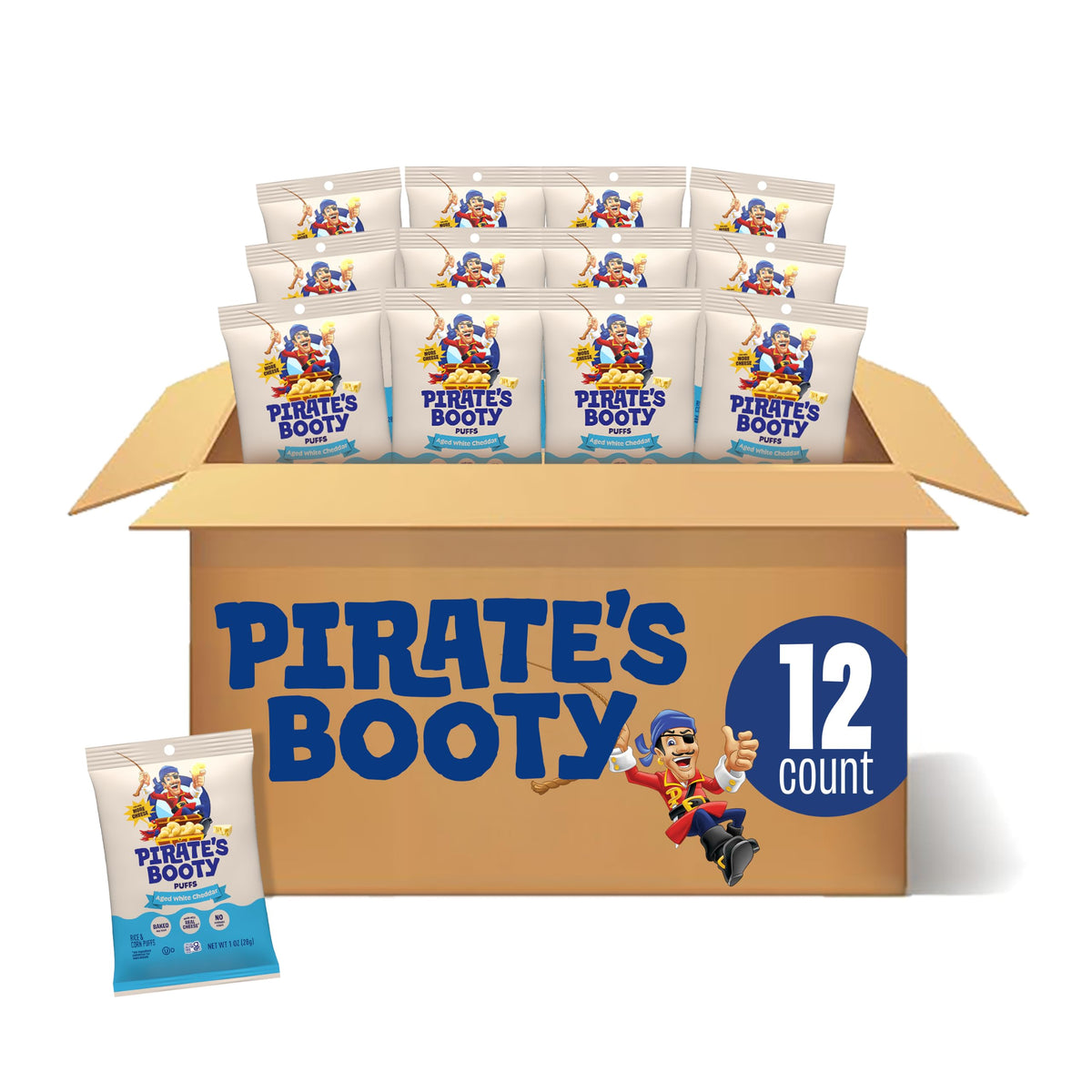 24 Count Pirate's Booty Cheddar Cheese Puffs Bags (OU-D)