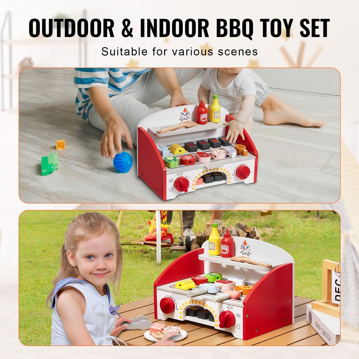 VEVOR Kids BBQ Grill Toy with Play Food Set