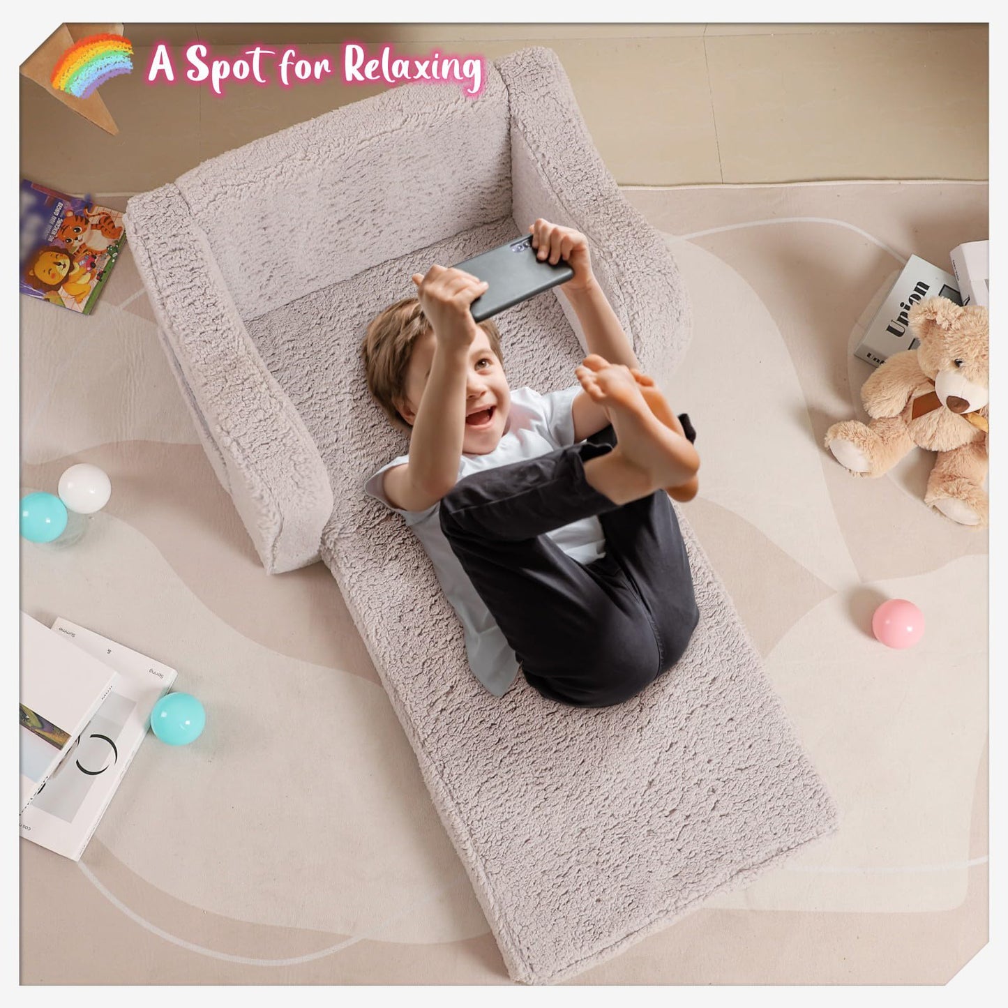 2-in-1 Toddler Couch Sofa Lounger for Kids