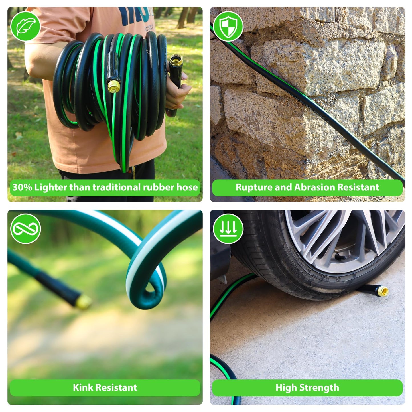 SnugNiture 50ft Heavy Duty Garden Hose with Fittings