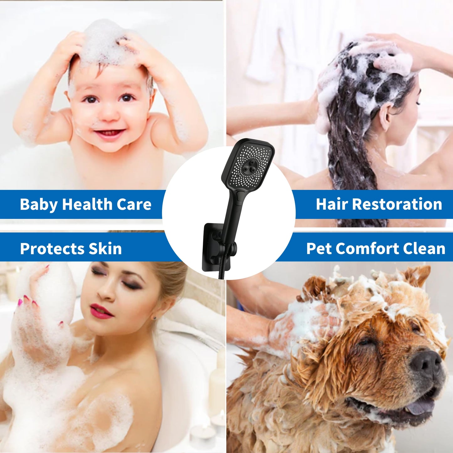 Handheld Shower Head with 4 Spray Settings