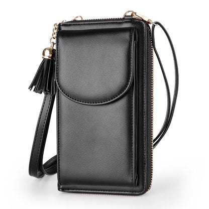 Womens Leather Crossbody Bag with Tassels