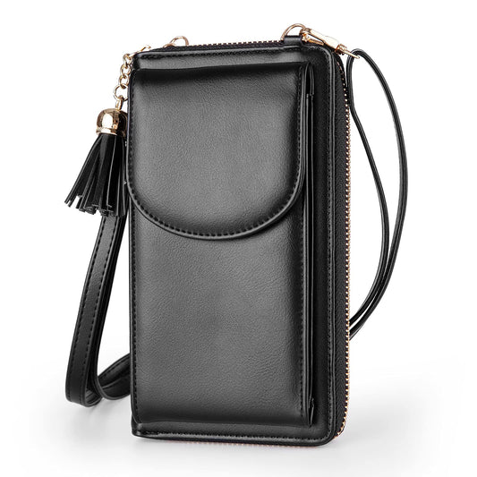 Womens Leather Crossbody Bag with Tassels