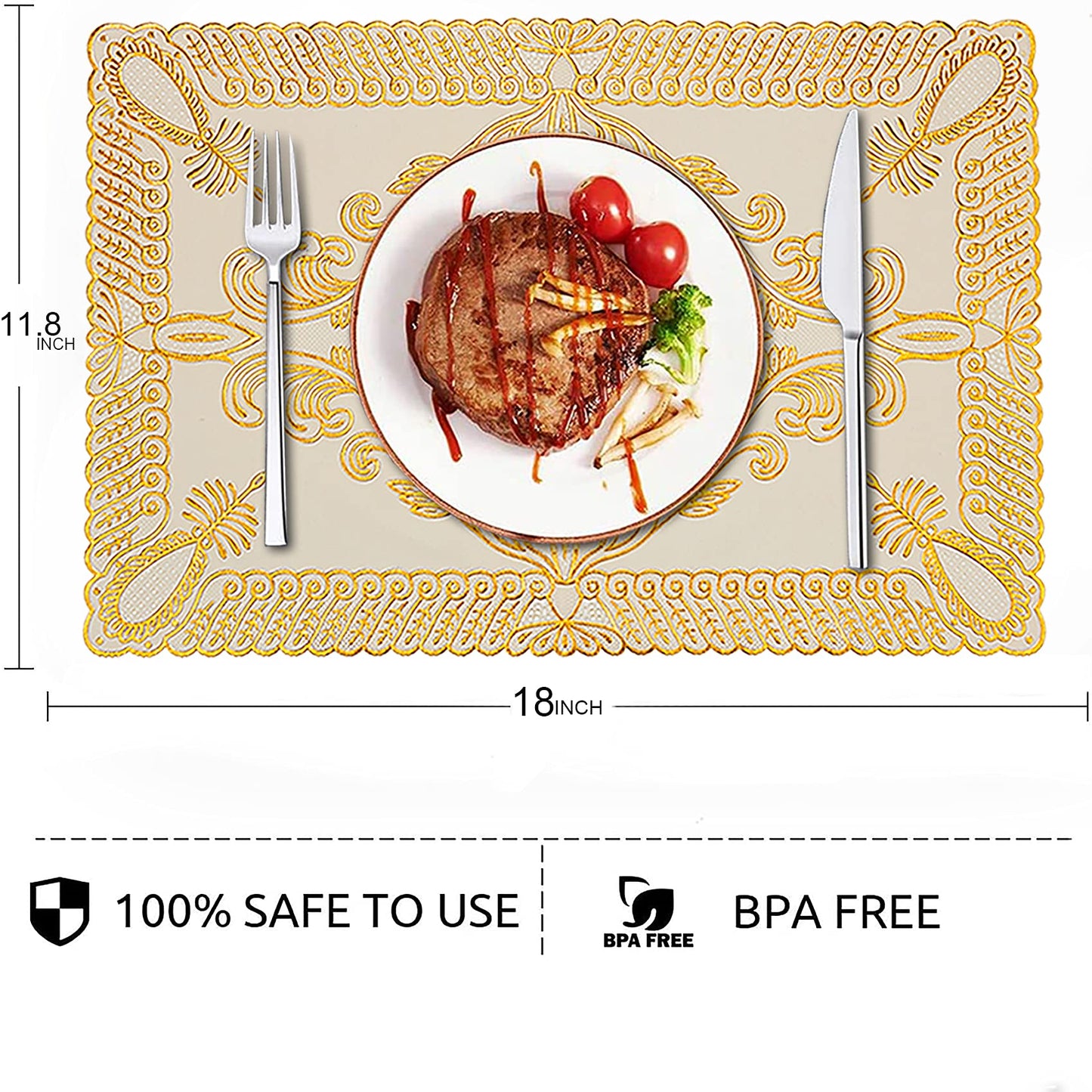 Place Mats, Kitchen Table Mat, Placemats Set of 6 Heat-Resistant Stain Resistant Anti-Skid Placemats