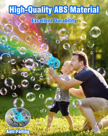 Joyfuture Bubble Gun - Automatic Bubble Machine for Kids - 12 Holes Bubble Gun Blaster with 7 Colors LED Light - Bubble Maker Include Bubble Solution & Batteries - Boys Toys for Birthday, Parties