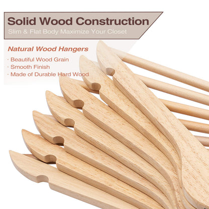FairyHaus 30 Pack Wooden Coat Hangers with Hook