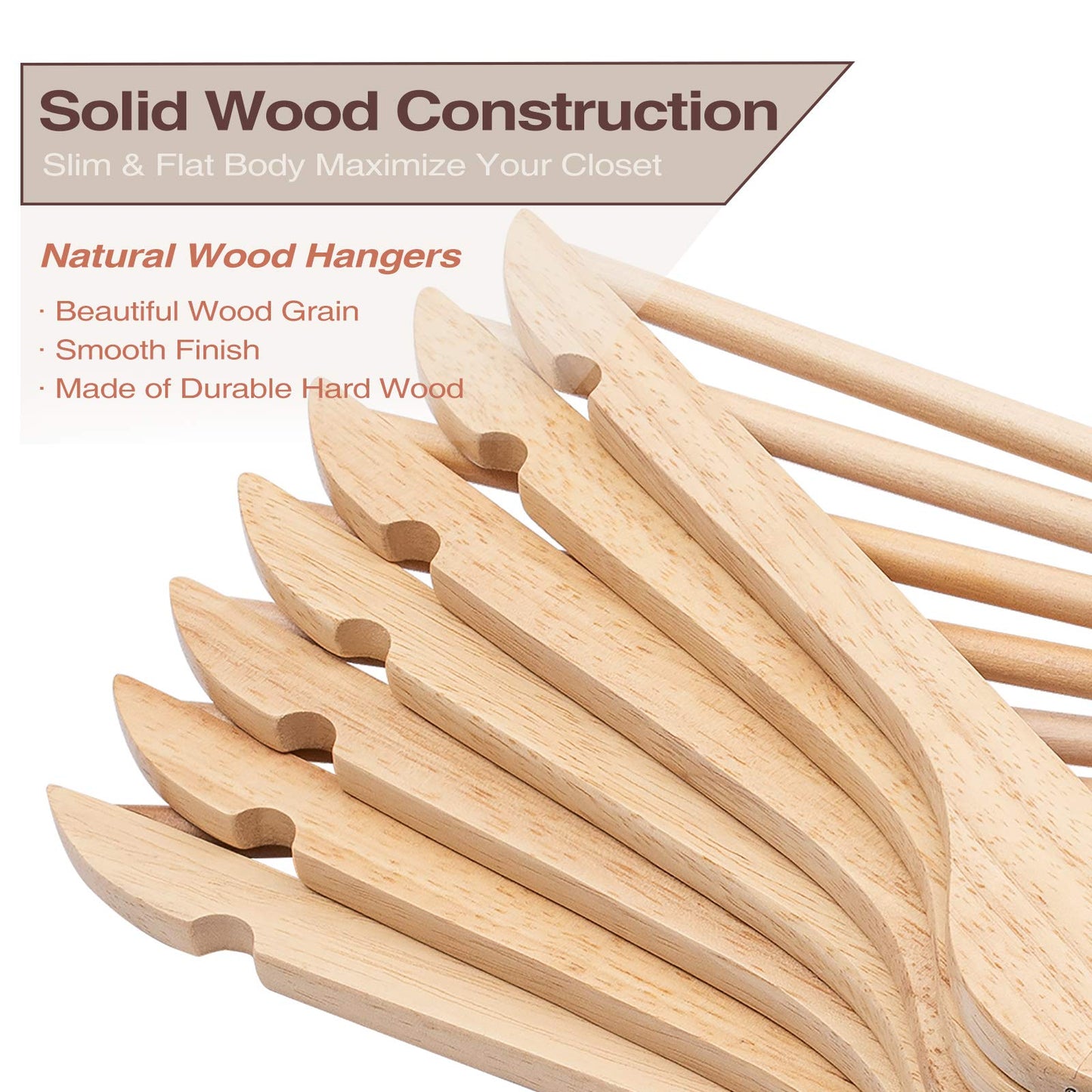 Wooden Hangers 20-Pack with 360° Swivel Hooks
