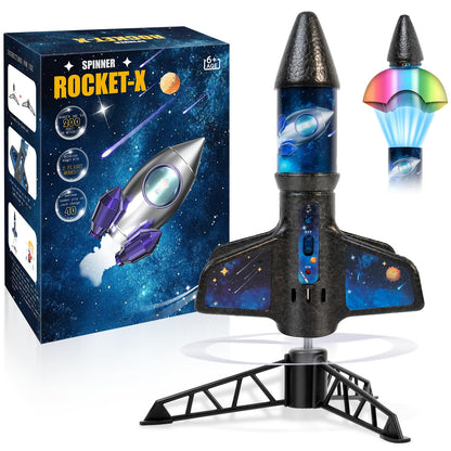 Rocket Launcher for Kids - 200 Feet of Flight Altitude, Auto Electric Rocket Toys with Safety Parachute and LED, Christmas Outdoor Toys Birthday Gifts for Boys & Girls Age 5 6 7 9 10 12 8-13 Years Old