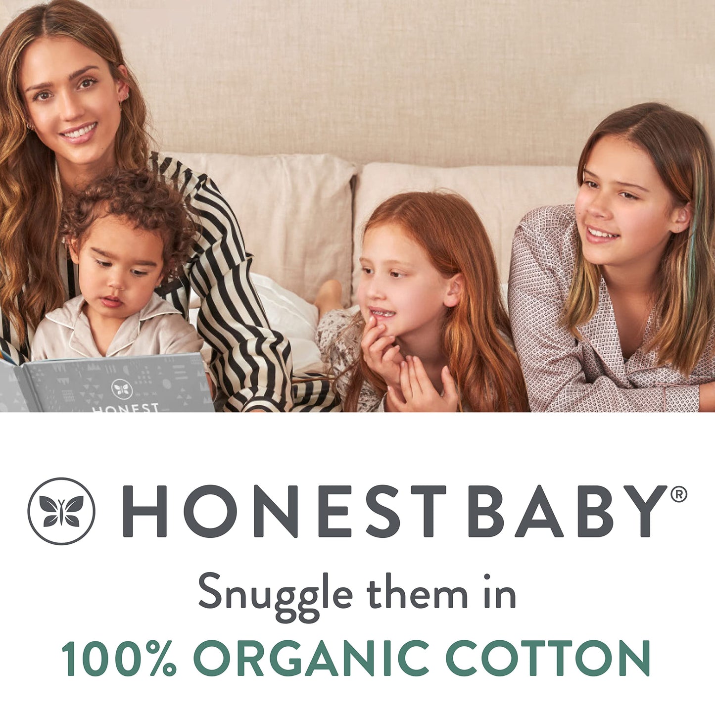 HonestBaby 2-Piece Pajamas Sleepwear PJs 100% Organic Cotton for Infant Baby and Toddler Boy, Unisex, Rugby Stripe Light Heather Gray, 18 Months