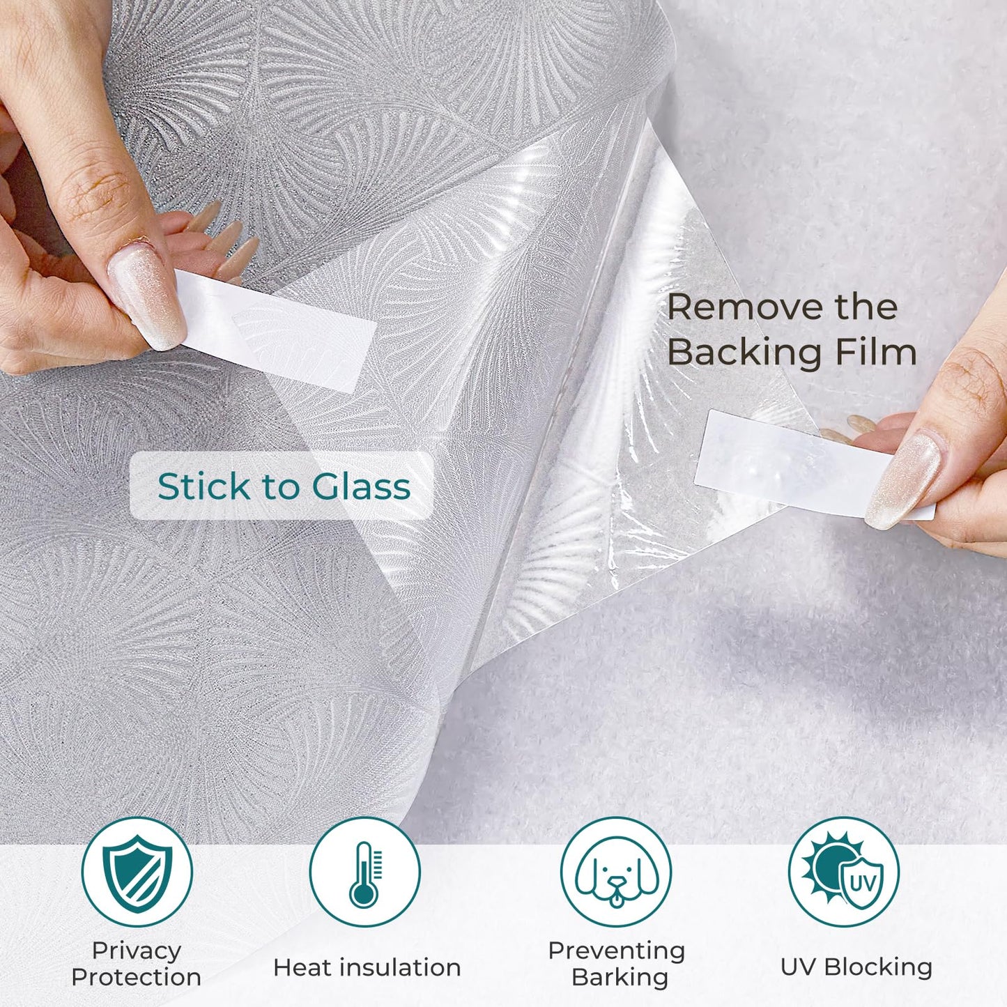 Windimiley Privacy Window Film Frosted Glass Window Cling Bathroom Peel and Stick Sun Blocking Decorative Ginkgo Opaque Door Window Tint for Home，17.4x78.7in