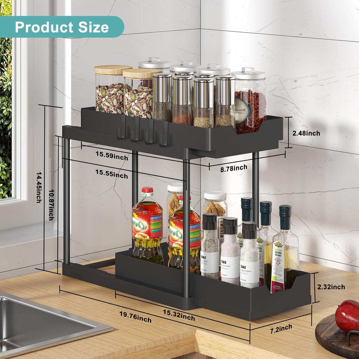 2 Pack Under Sink Organizer with Pull Out Drawers