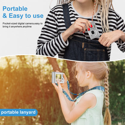 Digital Baby Camera for Kids Teens Boys Girls Adults,1080P 48MP Kids Camera with 32GB SD Card,2.4 Inch Kids Digital Camera with 16X Digital Zoom, Compact Mini Camera (Silver)