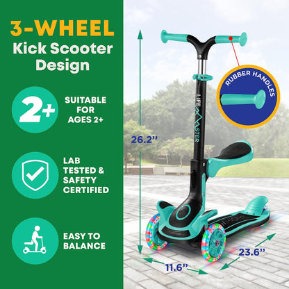 Kids 3-Wheel Kick Scooter with LED Lights