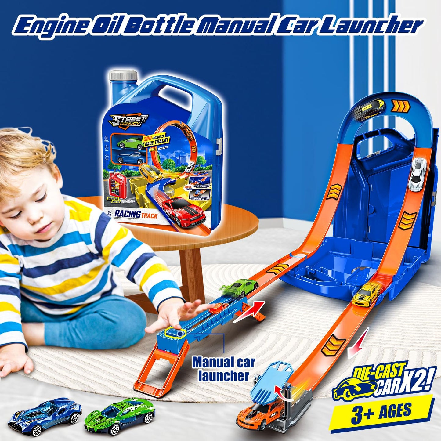 Race Track Toy Car Set with Storage Box
