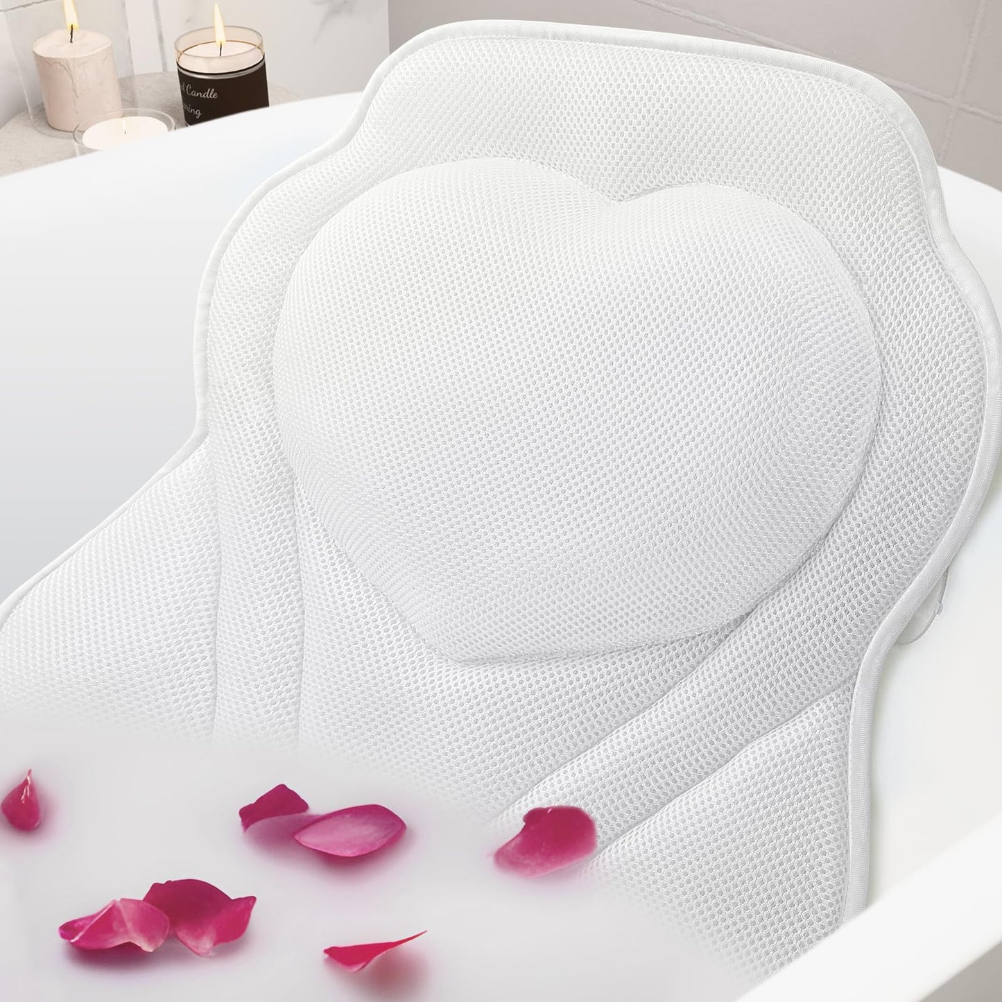 Bath Pillow with Suction Cups for Support