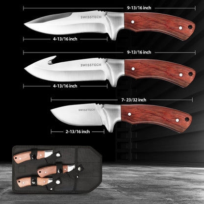 Swiss+Tech 3-Piece Hunting Knife Set with Sheath
