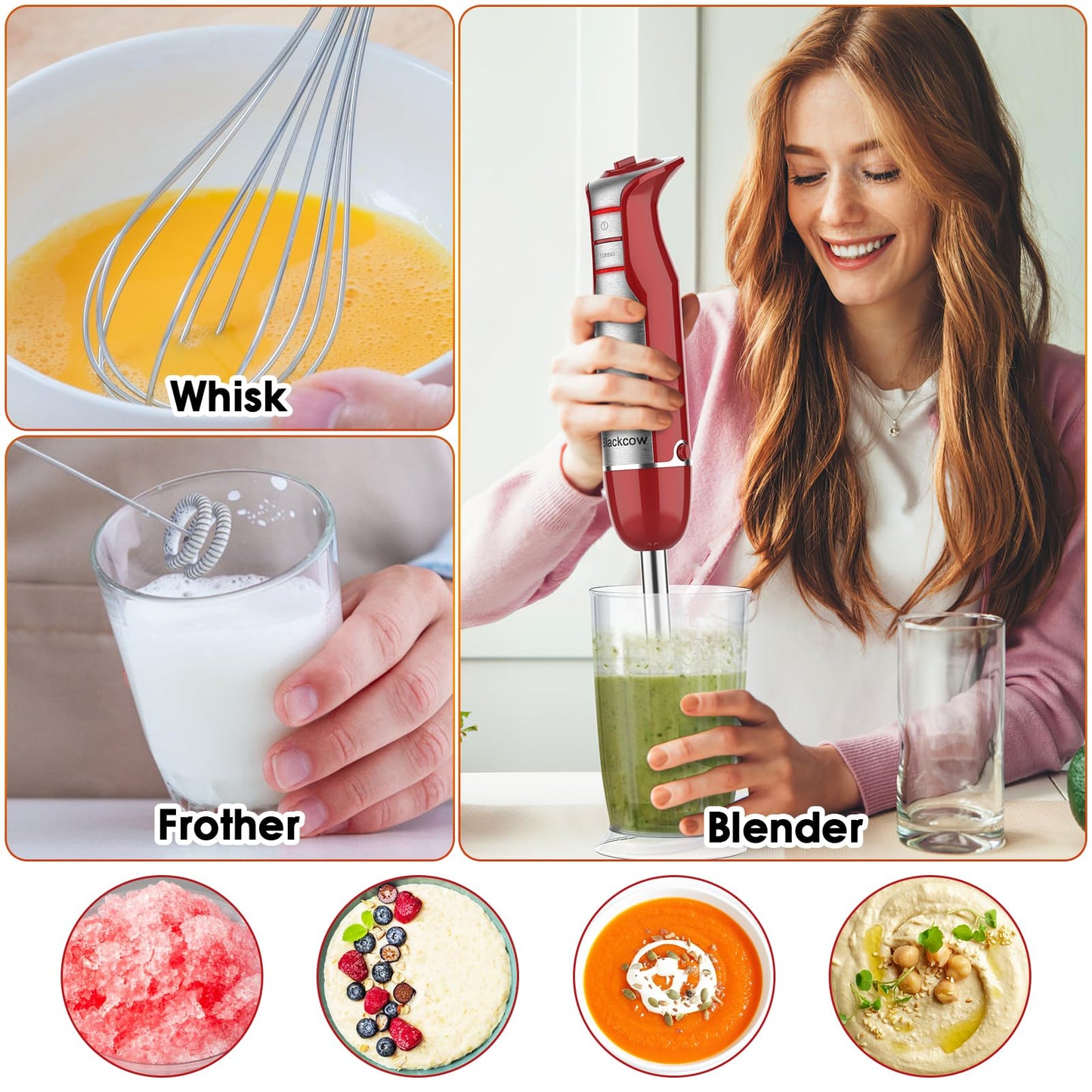 Blackcow 6-Speed Handheld Immersion Blender Set