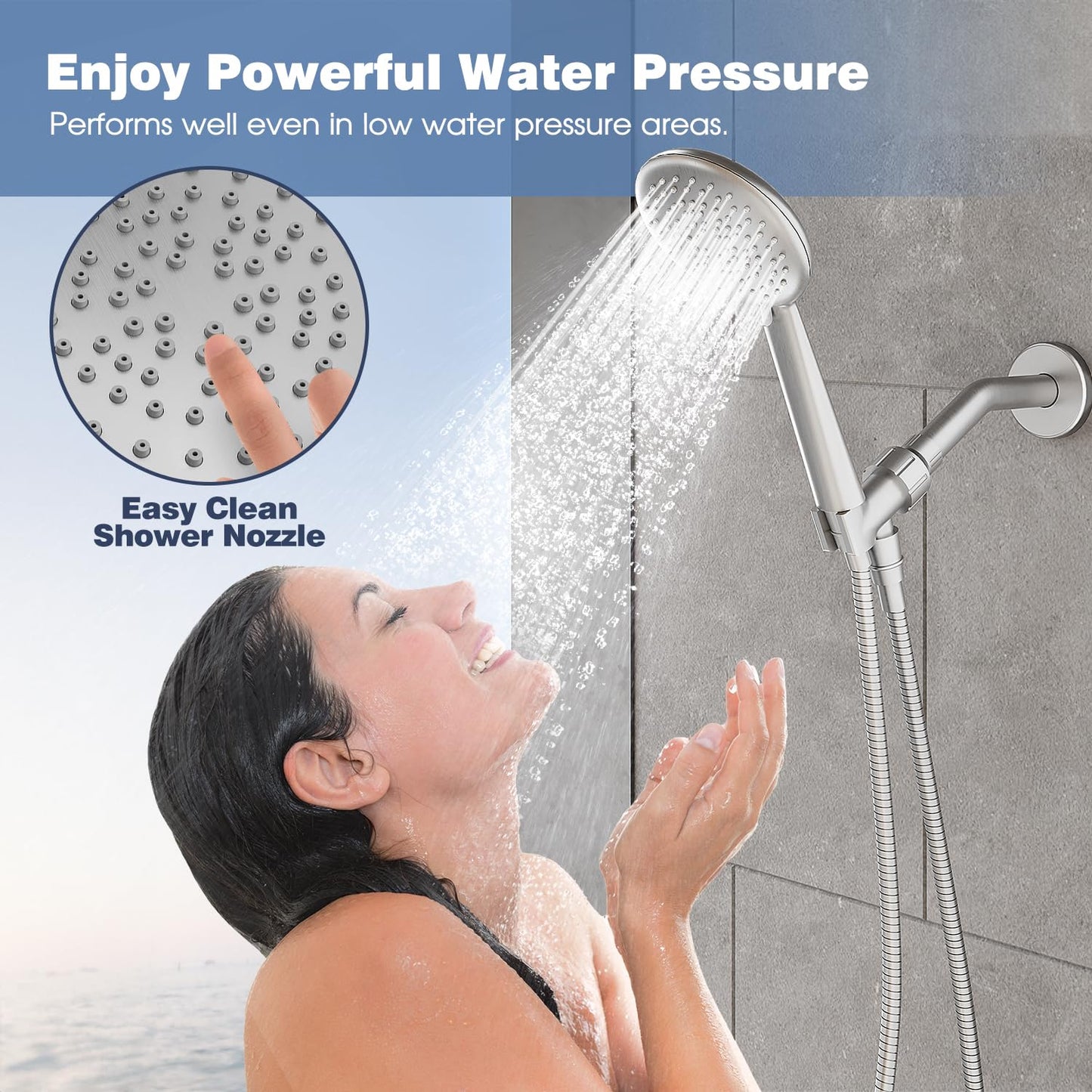 GABRYLLY High Pressure 5-Setting Handheld Shower Head