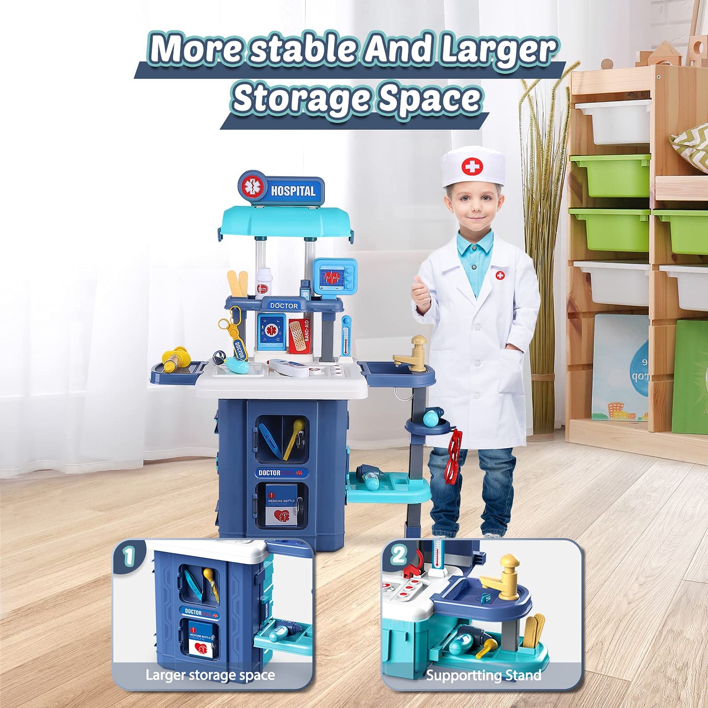 Toy Doctor Kit for Kids: Pretend Play Kids Doctor Set with Electronic Stethoscope Dress Up Doctor Costume Carrying Storage Case - Role Play Toys Medical Kit for Toddlers Boys Girls