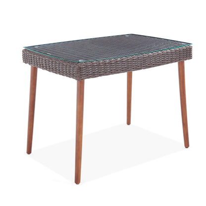 Athens All-Weather Wicker Outdoor 26" H Cocktail Table with Glass Top