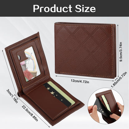 simarro Men's Bifold Wallet, Soft Rhombus Pattern Multi-Card Wallet Portable Short Wallet Slim Minimalist Wallets for Men and Women Large Capacity Coin Purse With ID Window Card Case (Brown)