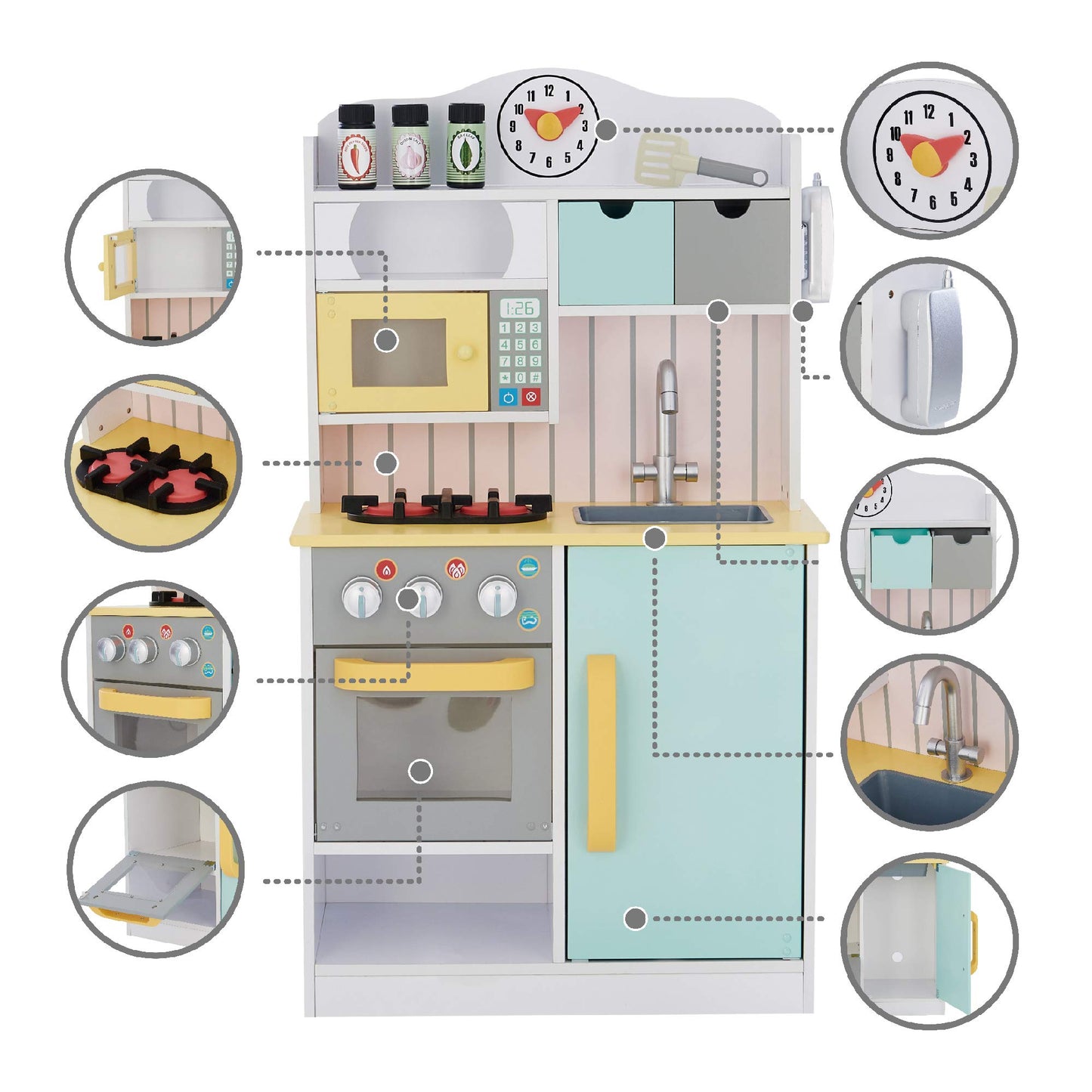 Teamson Kids Interactive Wooden Play Kitchen with Accessories