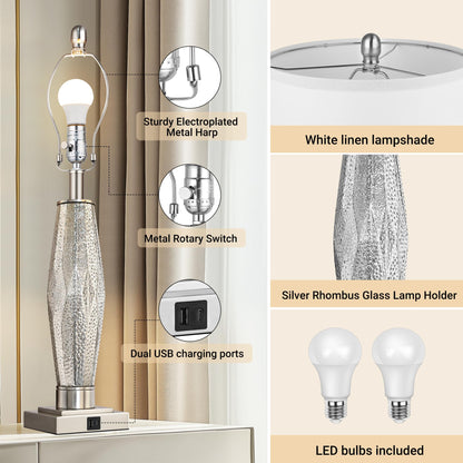 2 Pack Table Lamps with USB Charging Ports
