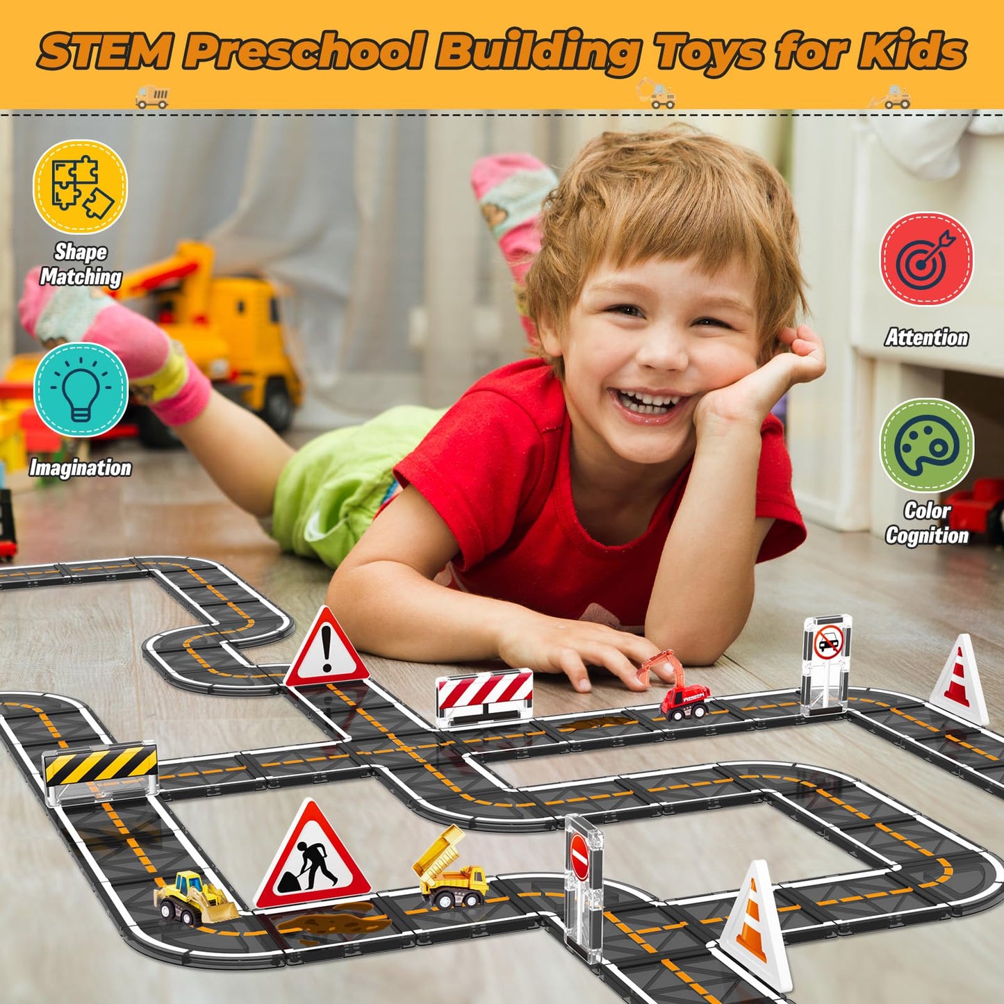 Magnetic Tiles Construction Vehicle Set for Kids