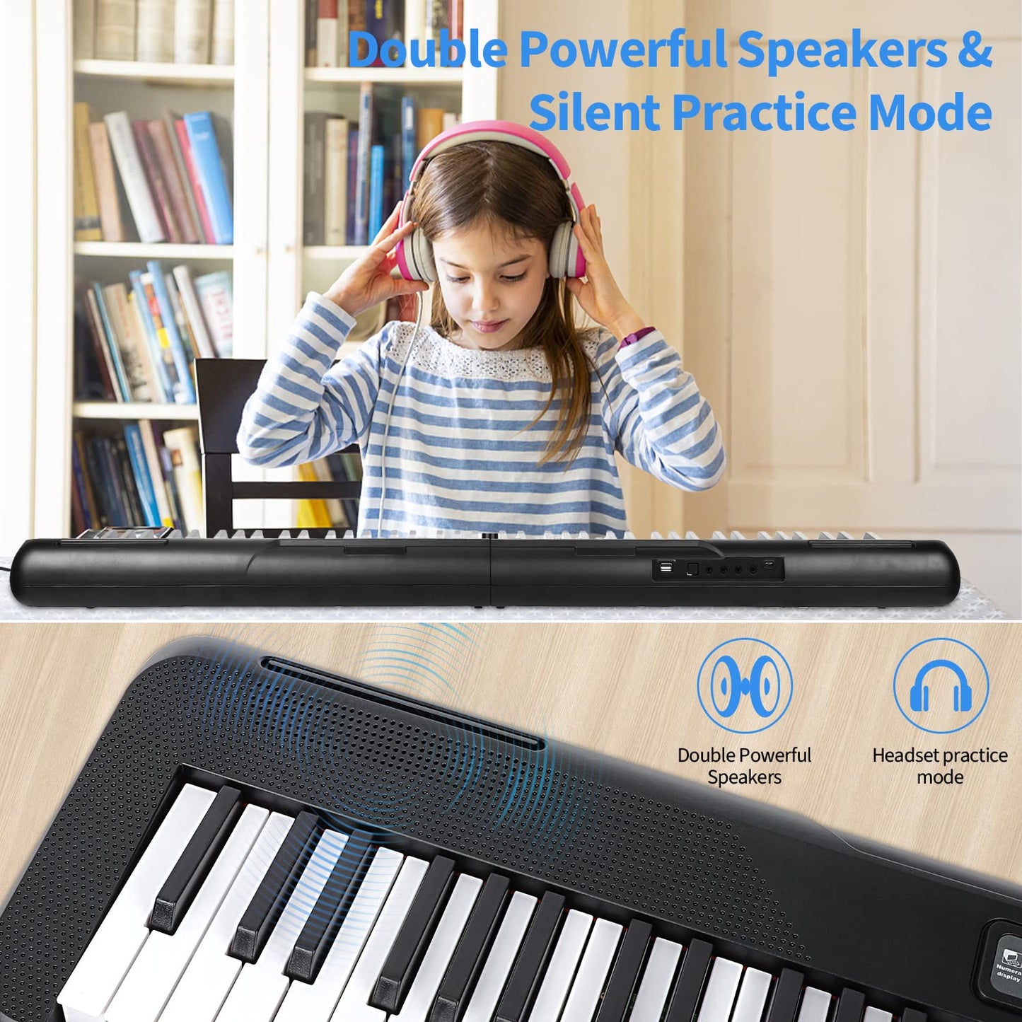 88 Key Piano Keyboard Beginner Electric Digital Piano with Full Size Semi Weighted Keys,Sustain Pedal, Power Supply, Stand, Carrying Case,Headphones