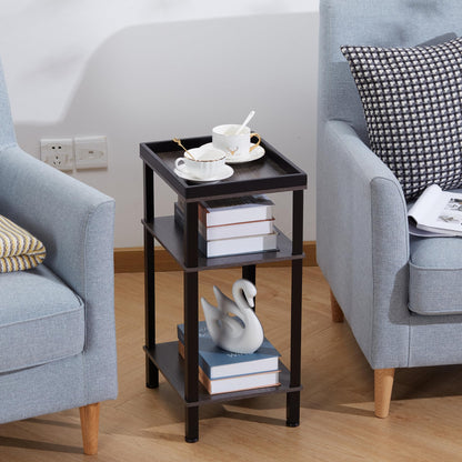 ZEXVIDA Side Table for Small Spaces,3 Tier End Table Under Desk Storage with Storage Shelf, Small Bedside Table,Nightstand for Living Room, Bedroom, Office,Grey