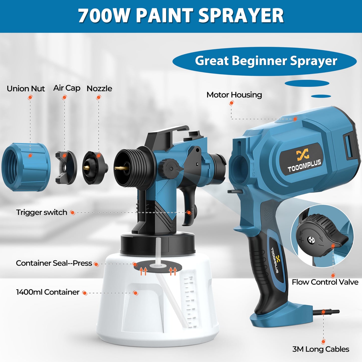 700W Airless Paint Sprayer with 5 Nozzles