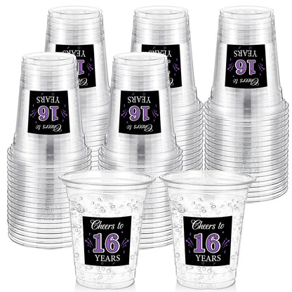 60 Pack Disposable Birthday Cups for 16th Anniversary