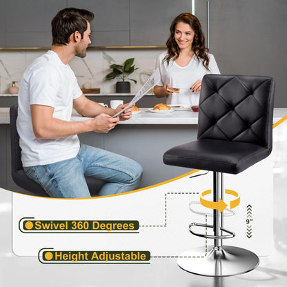 NicBex Adjustable Bar Stools Swivel Barstools, Modern PU Leather Dining Room Kitchen Island Counter Bar Stools Set of 2