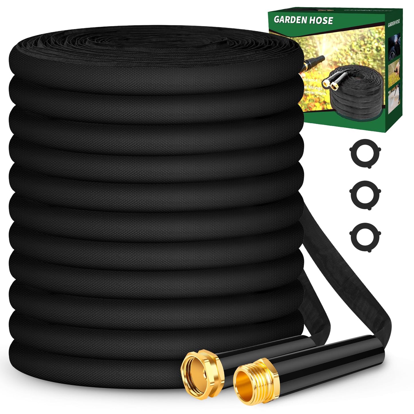 50ft Lightweight Flexible Garden Hose with Metal Ends