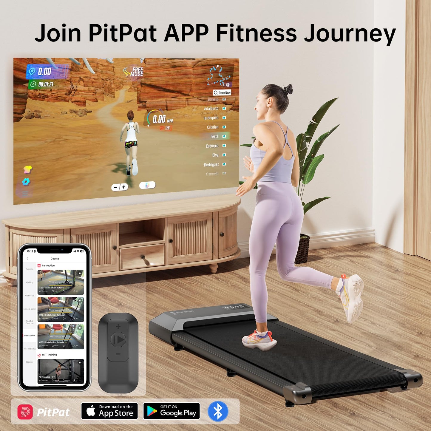 Superun 2 in 1 Walking Pad, Under Desk Walking Treadmill, 2.5 HP Treadmills with LED Display&Remote Control, 300 Lbs Capacity Portable Treadmill for Home&Office, Installation Free