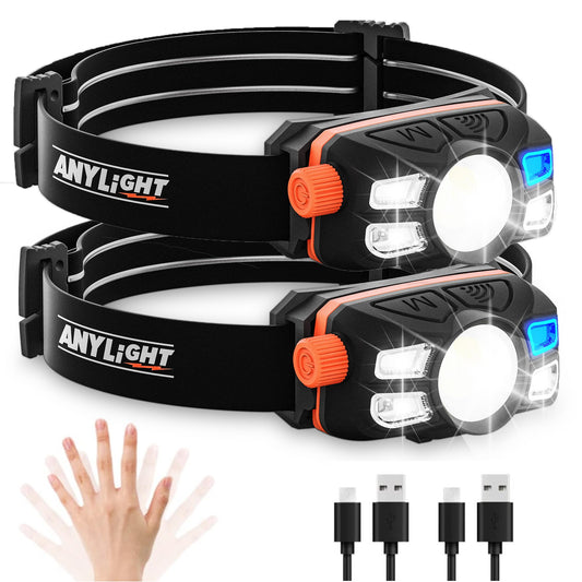 2 Pack Anylight Rechargeable LED Headlamp