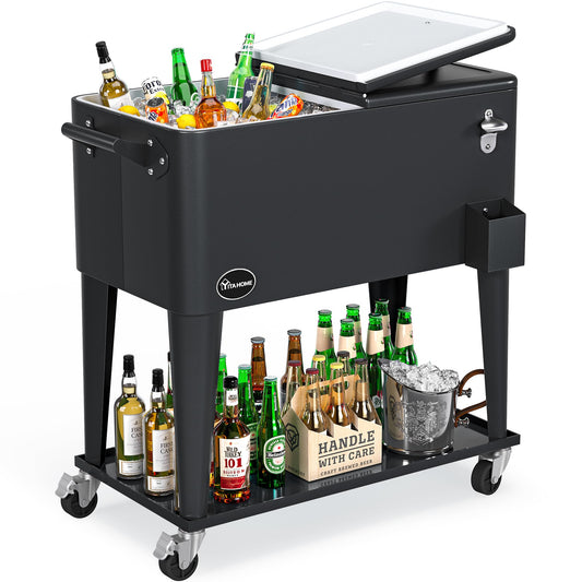 Portable Outdoor Cooler Cart with Bottle Opener
