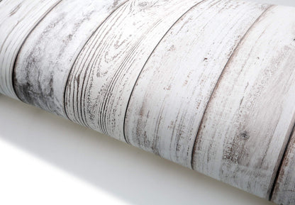 Wood Panel Peel and Stick Wallpaper (19.6" x 118", Light Texture, Washed White Panel) Waterproof and Easy to Clean Self-Adhesive Film for Any Surfaces and Furnitures