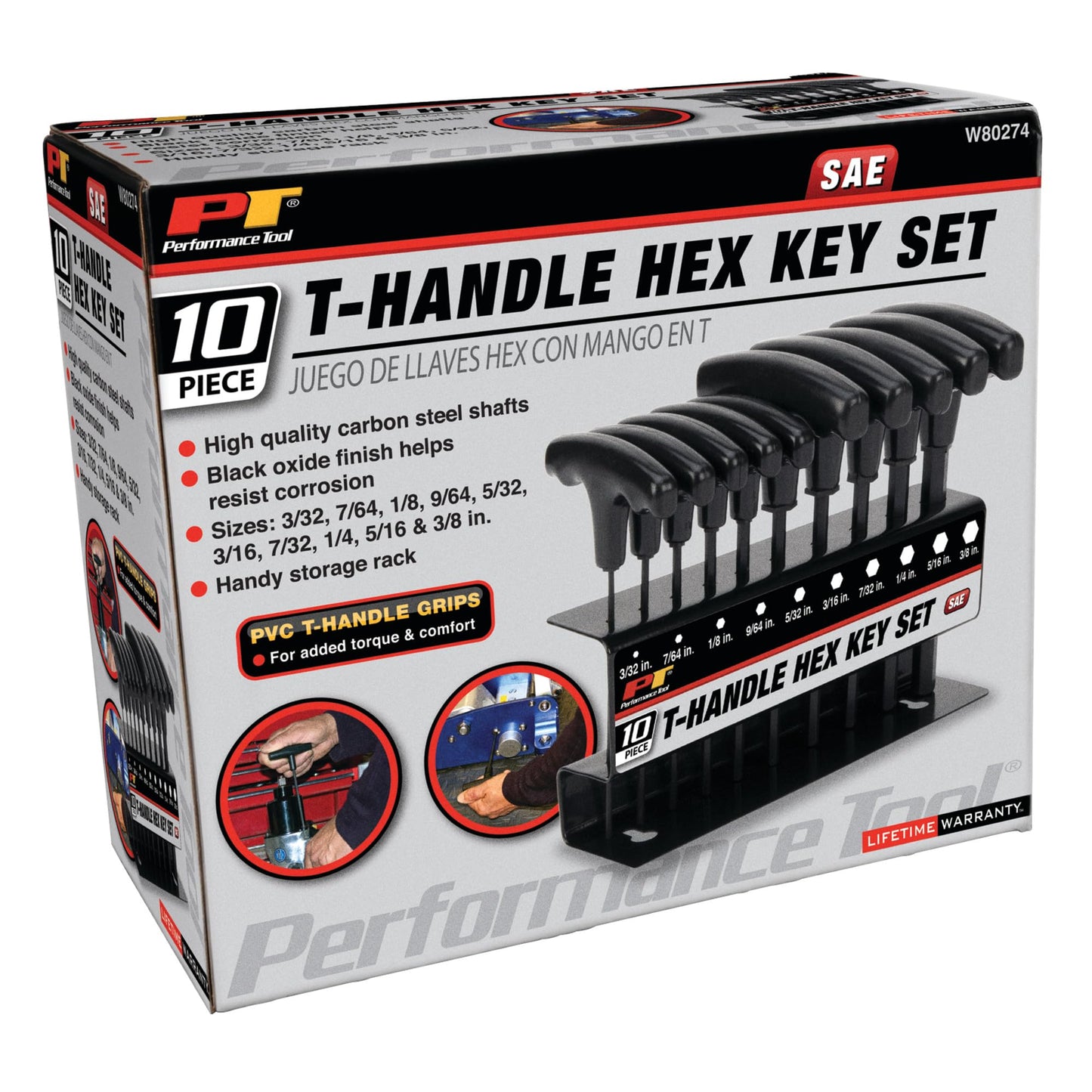 Performance Tool 10-Piece T-Handle Allen Wrench Set