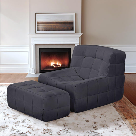 COLAMY Memory Foam Sofa with Ottoman - Dark Grey