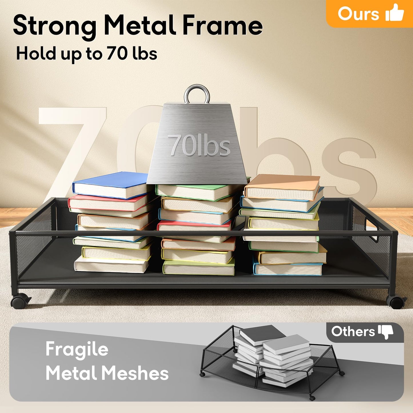 Under Bed Storage Containers with Wheels - 1 Pack