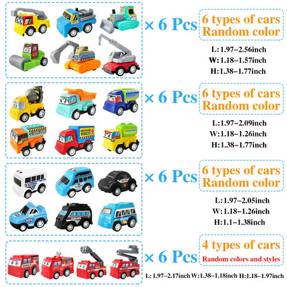 24PCS Pull Back City Cars Toy Set