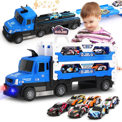 Transporter Truck with Race Track and Cars