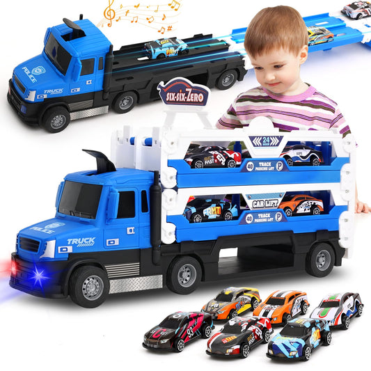 Transporter Truck with Race Track and Cars