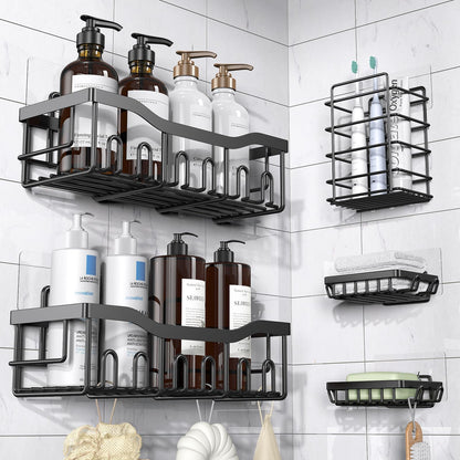 5 Pack Adhesive Shower Caddy for Bathroom Storage