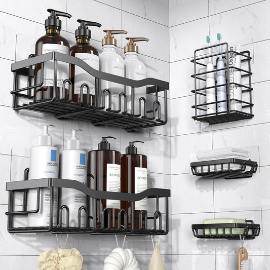 5 Pack Adhesive Shower Caddy for Bathroom Storage