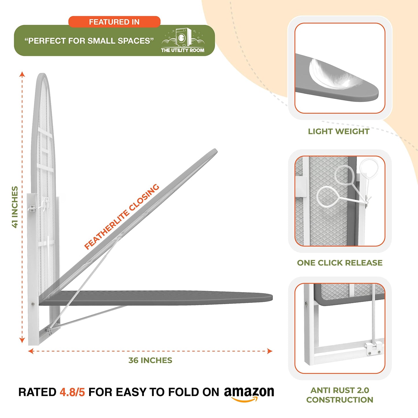 XABITAT Wall Mounted Ironing Board for Small Spaces