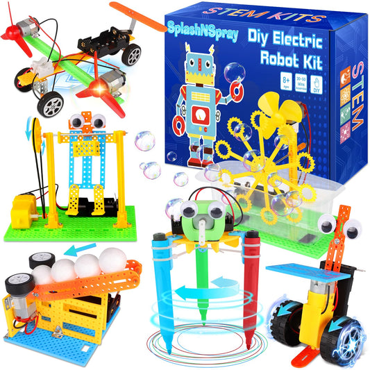 SplashNSpray STEM Robotics Science Kit for Kids Age 8-12, Educational Science Experiments Projects, Engineering Building Toy Electronic Motor Robot Craft, Big Boys & Girls Toys Birthday Present