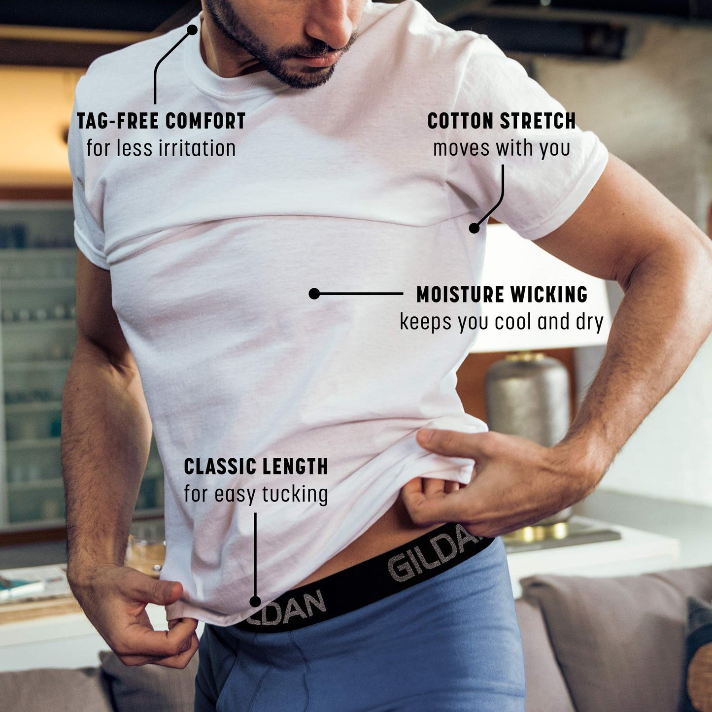Gildan 3-Pack Men's Cotton Stretch T-Shirts